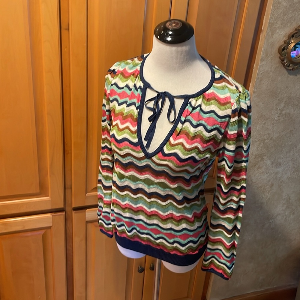 Vintage Vibe Missoni Colorful Knit Top with Shimmery Colorful Zigzag Pattern